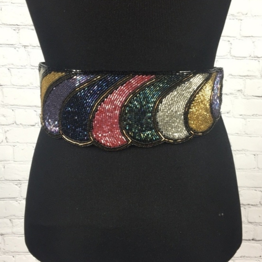 Vintage Art to Wear Delill Hand Made Sequin Belt